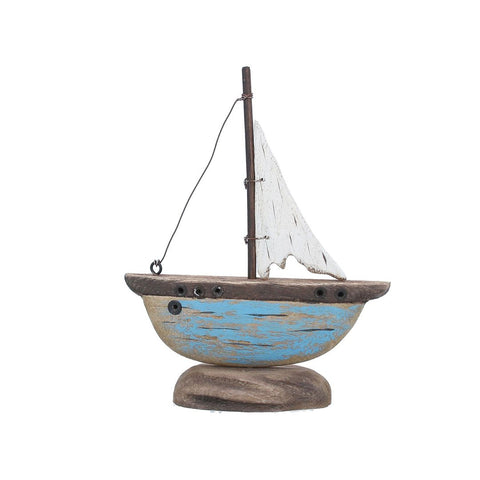 Rustic Blue Sail Boat Ornament