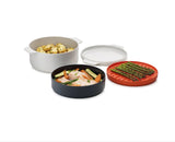 M-Cuisine 4 Piece Stackable Microwave Cooking Set Stone/Orange