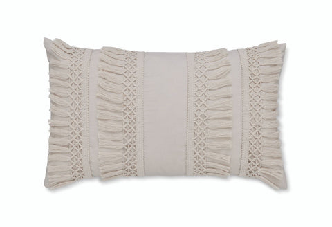 Izmir Cotton Tassel 30x50 cm Filled Cushion Stone Grey