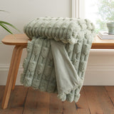 Sage Carved Faux Fur Blanket Throw