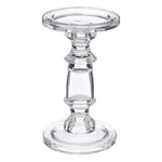 Glass Candle Holder Clr H19