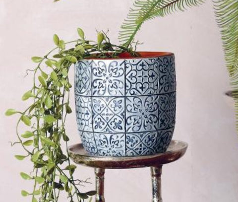 Parlane Salina Ceramic Planter White/Blue/Terracotta