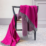 Merino Wool Throw Cerise/Grey