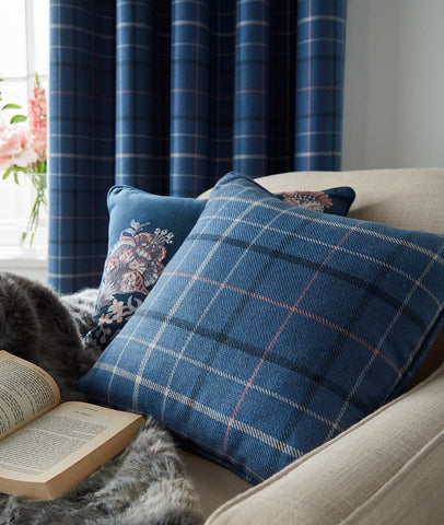 Alfriston Dark Seaspray Check Cushion 45x45cm