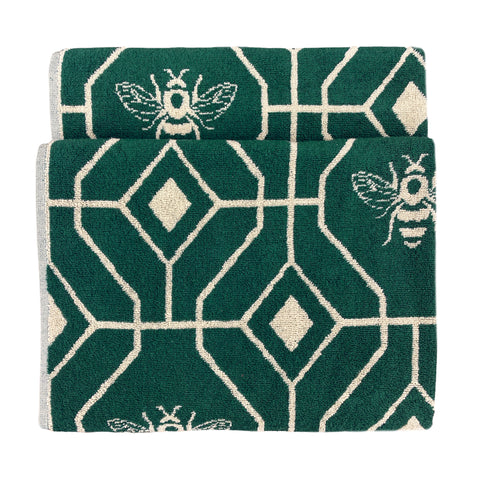 Bee Deco Jacquard Bath Towel Emerald