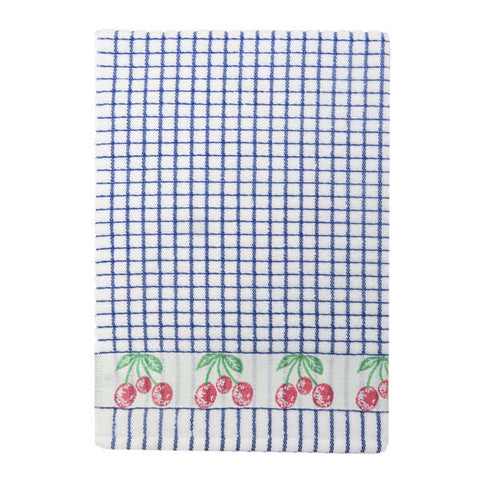 Blue Cherry Jacquard Tea Towel
