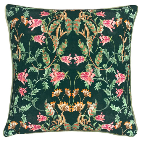 Heritage Bell Flowers 43X43 Feather Cushion Viridian