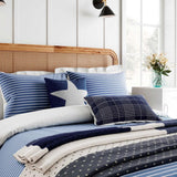 Long Island Breton Stripe Super King Duvet Cover Set  Blue/White