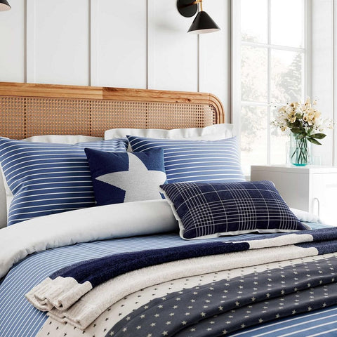 Long Island Breton Stripe Super King Duvet Cover Set  Blue/White