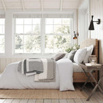 Long Island Dashed Weave Single Duvet Cover Set White/Grey