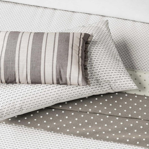 Long Island Dashed Weave Single Duvet Cover Set White/Grey