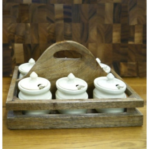 Country Kitchen Handled Tray with Small Pots
