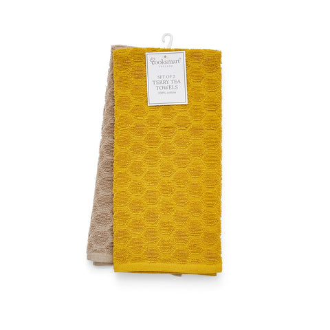Honeycomb Terry Tea Towels Pack of 2