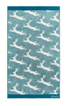Jumping Hare Hand Towel Teal