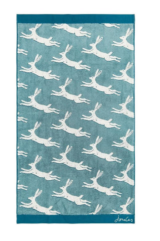 Jumping Hare Hand Towel Teal