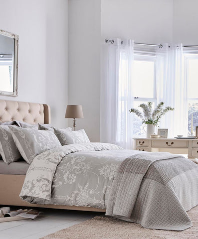 Josette Duvet Cover Set Dove Grey - Super King