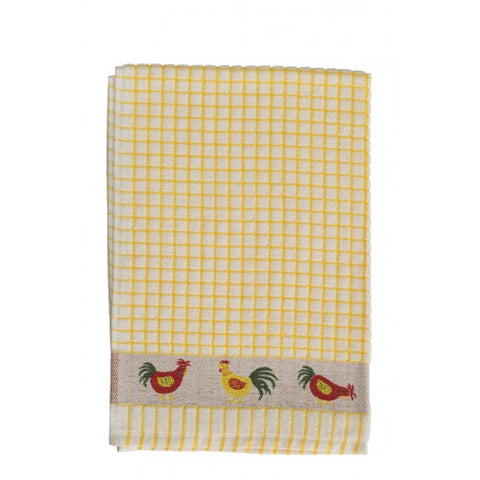 Yellow Check Chicken Tea Towel