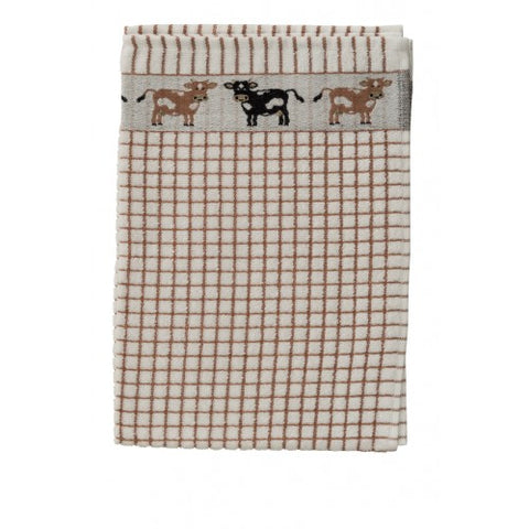 Brown Check Cow Tea Towel