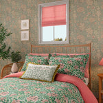 Honeysuckle King Size Cover Set Evergreen & Coral