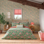 Honeysuckle King Size Cover Set Evergreen & Coral