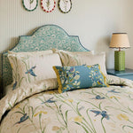 Kingfisher & Iris  Super King Duvet Cover Set Azure & Linen