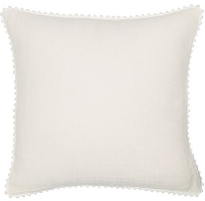Linen Pom Pom Ivory Cushion 45x45cm