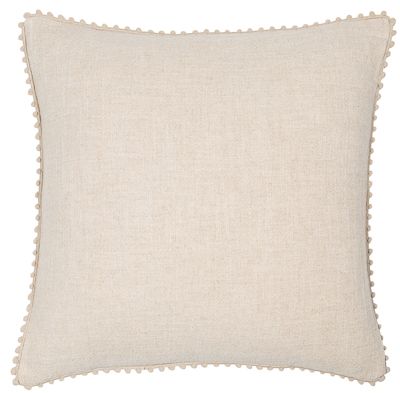 Linen Pom Pom Natural Cushion 45x45cm