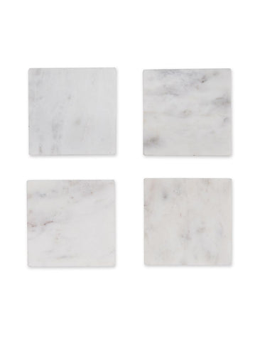 Square Marble Coasters in White Marble - Set of 4