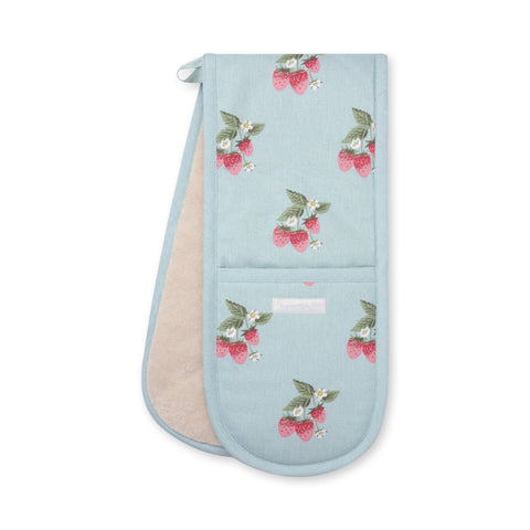 Strawberries Blue Double Oven Glove