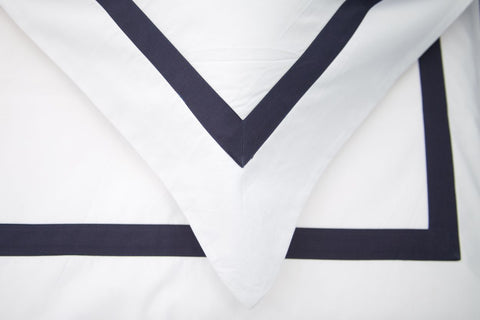 Savile Edge 220 Duvet Cover King White/Navy