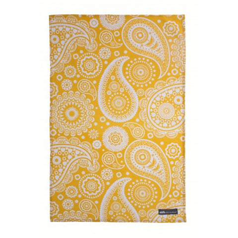 UW Paisley Crescent Mustard Cotton Tea Towel