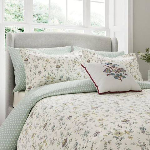 Flora Super King Duvet Cover Set Duck Egg