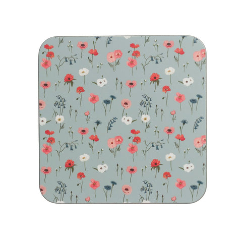 Poppy Meadow Coasters, 4 Pack