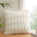 Cream Carved Faux Fur Filled Cushion