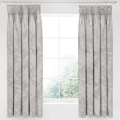 Sanderson Hortensia Blossom Silver Lined Tape Top Curtains, 66x72