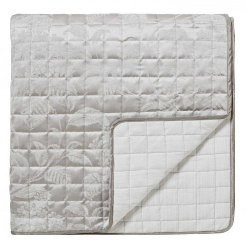 Sanderson Hortensia Blossom Silver Quilted Throw