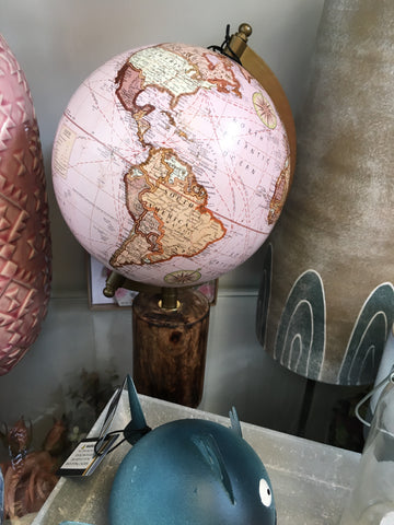 Blush Pink Globe on Wooden Base