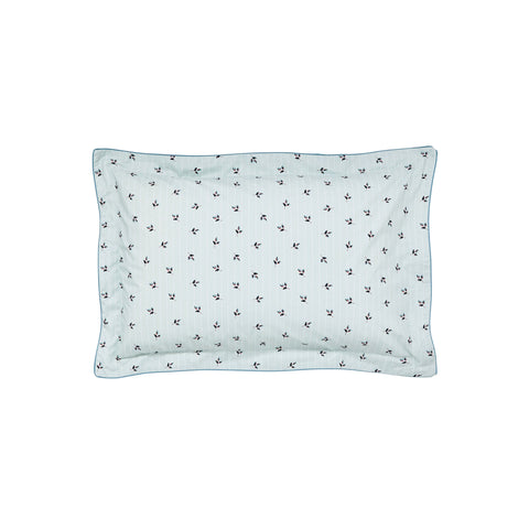 Joules Little Leaf Pillow Case Oxford Soft Blue
