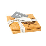 Etched Pheasant Oak Coasters - Set of 2