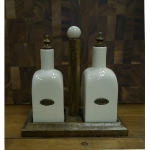 Country Kitchen Oil and Vinegar Wood Set